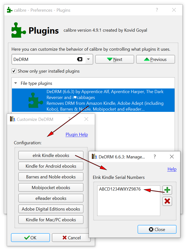 calibre dedrm plugins library books